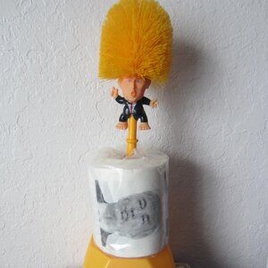 Donald Trump Toilet Brush & Holder with a Trump Roll of Toilet Paper--Never Used
